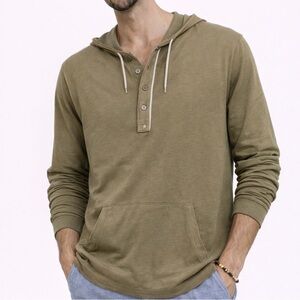 Green Men's Hooded Henley Shirt 100% Cotton BNWT size L
